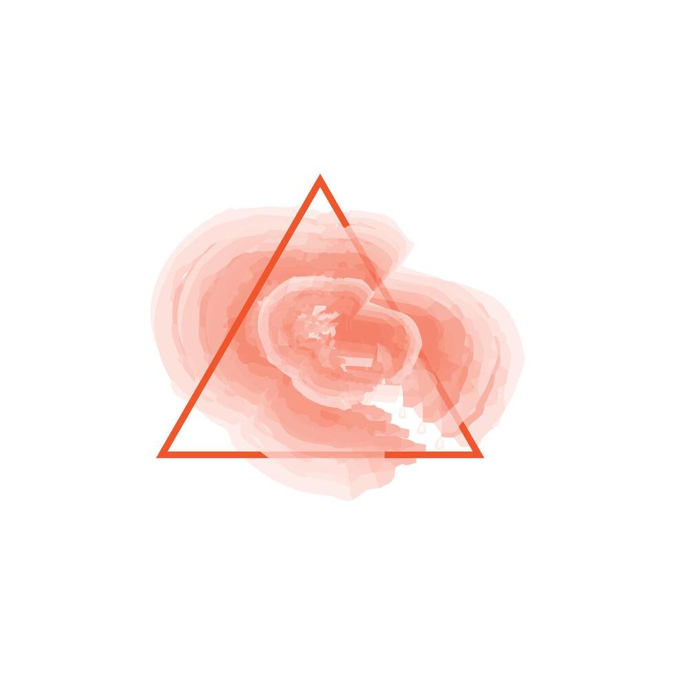 an abstract design with a triangular outline in a bright coral color. vector