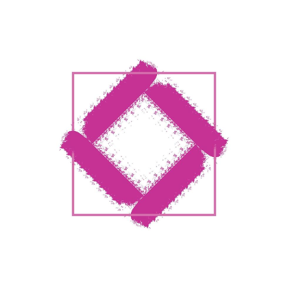 an abstract design with a central diamond shape formed by two overlapping brushstroke elements in a vibrant pink color. vector