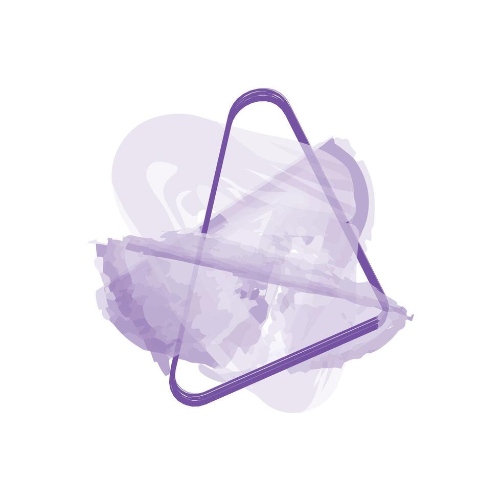 a stylized triangle outlined in a bold purple color. Inside the triangle, there is a soft, abstract brushstroke. vector