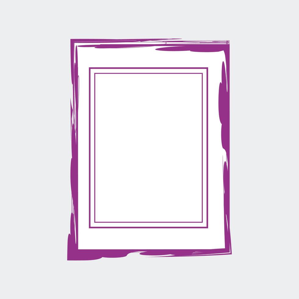 a rectangular frame with a bold, artistic design. The outer border is a vibrant purple, characterized by a brushstroke effect that gives it a dynamic and textured appearance. vector