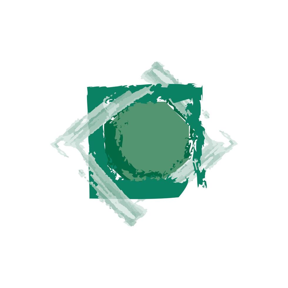 an abstract design consisting of a central circular shape surrounded by a square outline. vector