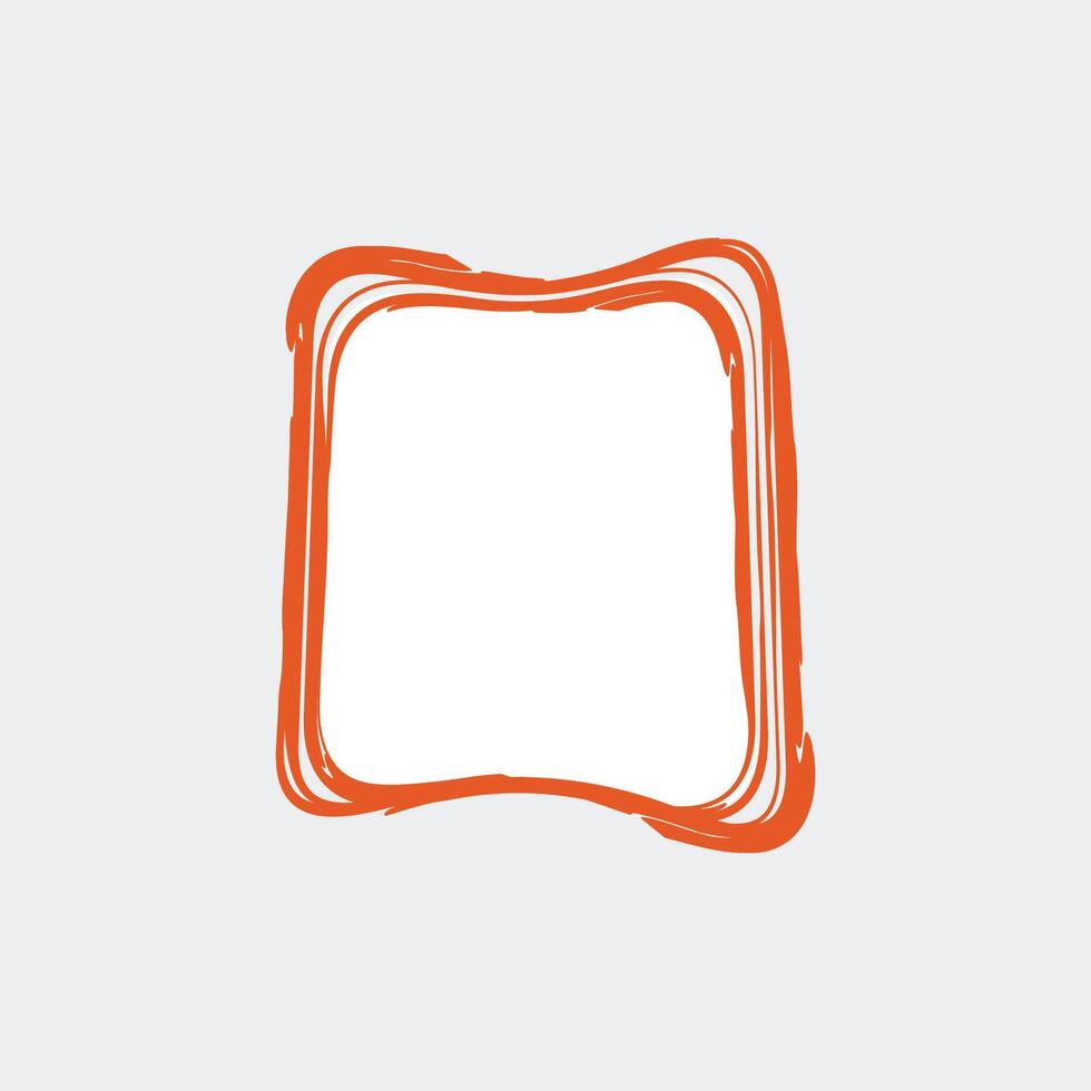a simple, hand-drawn rectangular frame with rounded edges. The frame is outlined in a vibrant orange color, giving it a playful and artistic appearance. vector