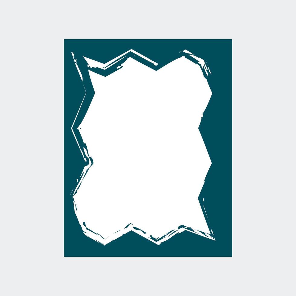 a decorative frame with a jagged, irregular shape. The frame has a dark teal background. vector