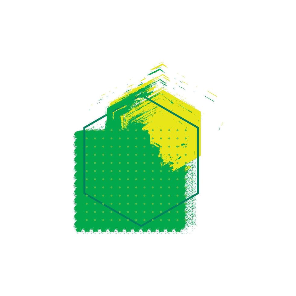 a stylized graphic design that includes a hexagonal shape outlined in black. vector