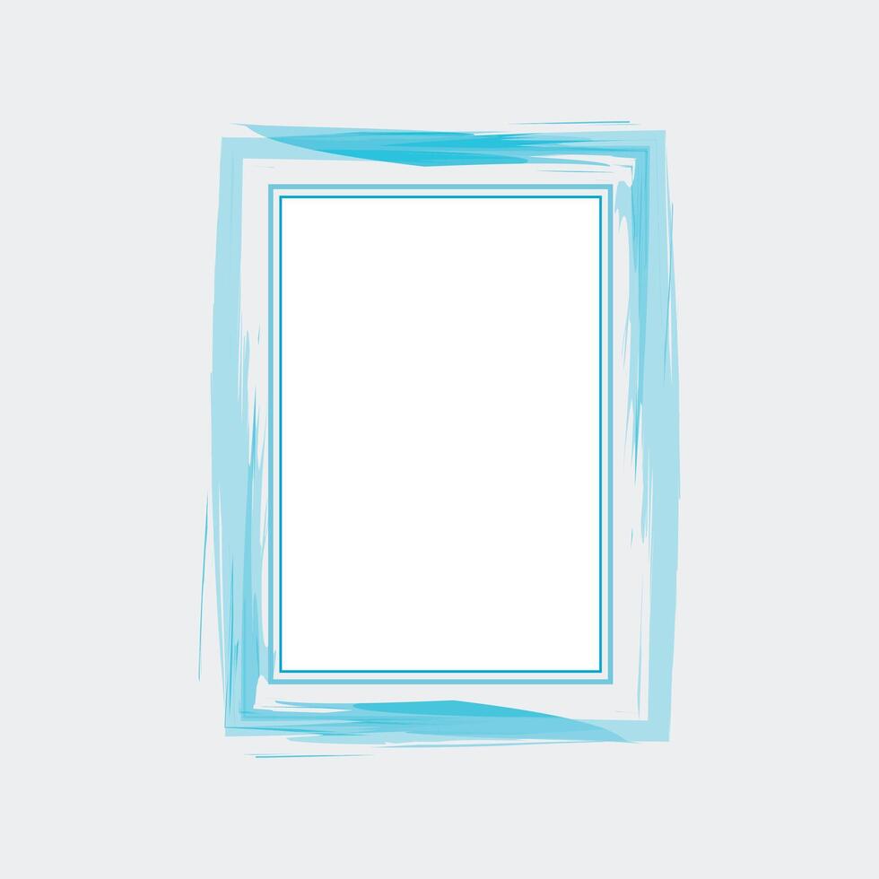 a rectangular frame with a fresh, light blue color scheme. The outer border has a dynamic, brushstroke effect, giving it an artistic. vector