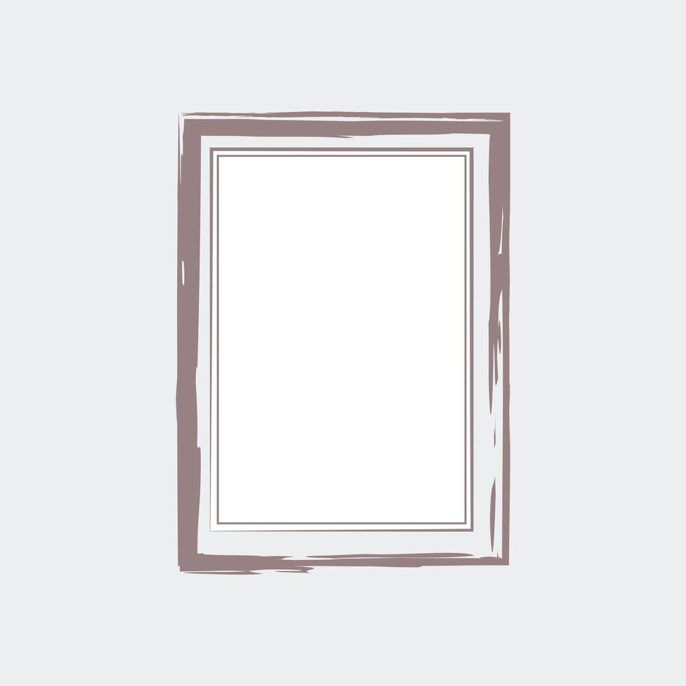 a rectangular frame with a rustic design. The outer border is a muted grayish-brown color, applied with a brushstroke effect that gives it a textured vector