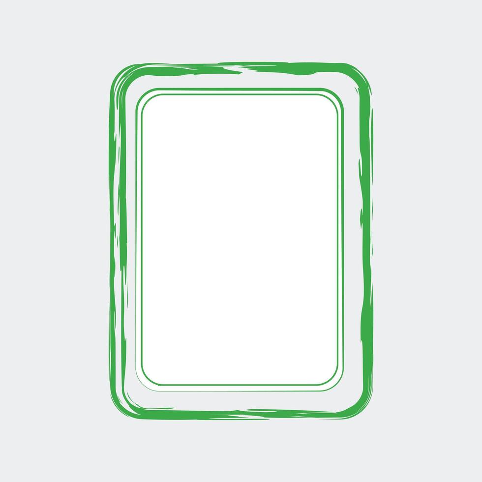 The frame has a textured, brushstroke effect that gives it a lively and artistic appearance. Inside the green border, there is a thinner white line that adds contrast and depth. vector