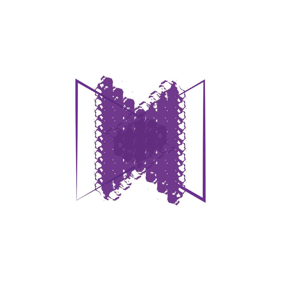 an abstract design characterized by a bold, purple shape that resembles an M or a butterfly. vector