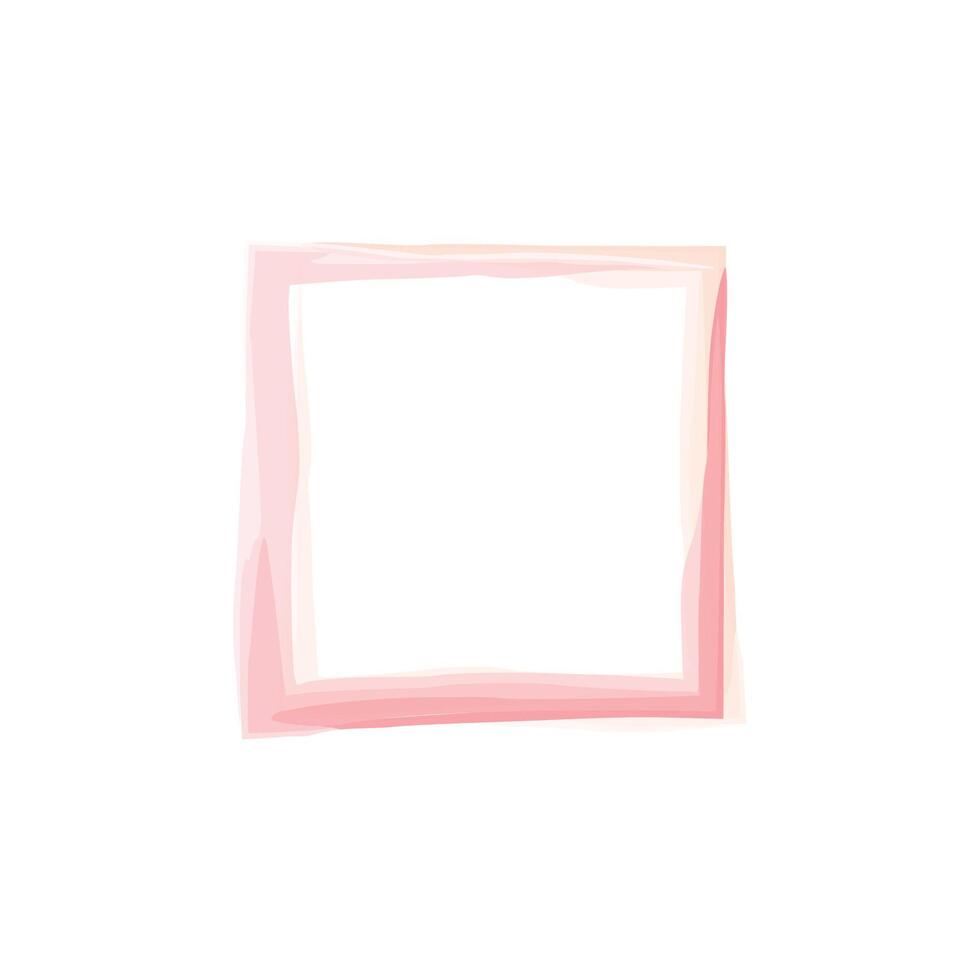 a simple, square frame with a soft, watercolor-like appearance. The frame is outlined in a light pink color. vector