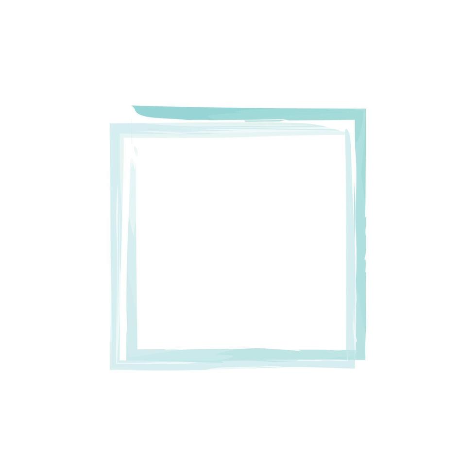 a square frame created with a soft, brushstroke effect in a light aqua color. vector