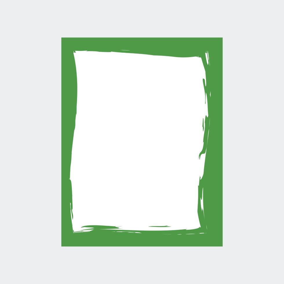 a rectangular frame with a vibrant green border. The interior of the frame is blank and white, providing a space for potential text or images. vector