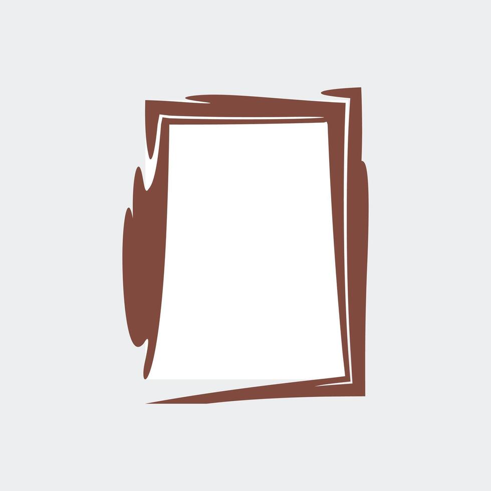 a simple, stylized frame with a white interior and a brown, brushstroke-like outline. vector