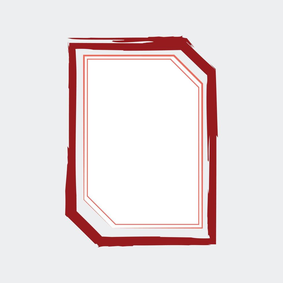 a rectangular frame with a bold, reddish-brown outer border that has a textured, brushstroke effect, giving it an artistic and dynamic look. vector