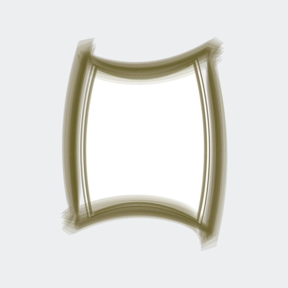 a rectangular frame with a unique, curved design. The outer border is a muted olive green color, applied vector