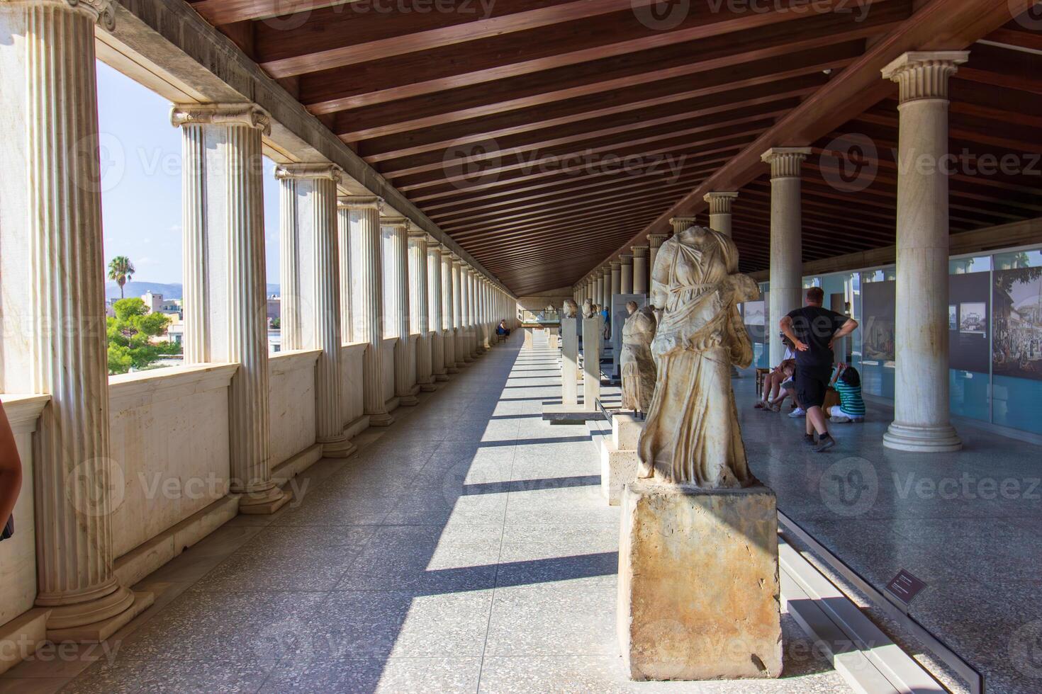 Stoa of Attalos Majestic Hellenistic Architecture in the Agora of Athens. Housing the Museum of the Ancient Agora Under the Acropolis. photo