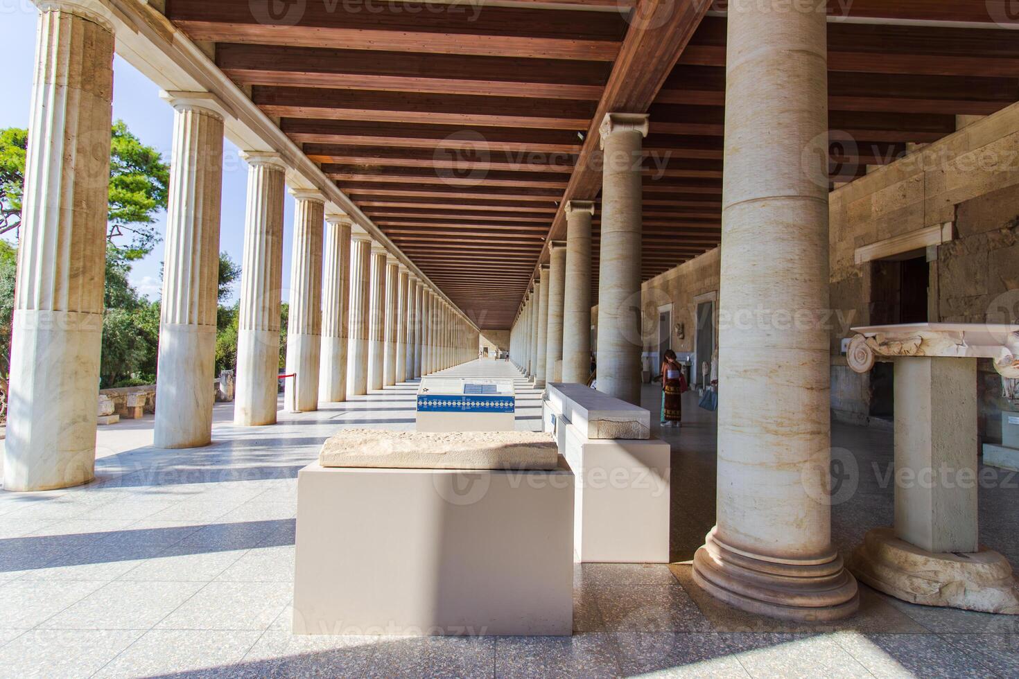 Stoa of Attalos Majestic Hellenistic Architecture in the Agora of Athens. Housing the Museum of the Ancient Agora Under the Acropolis. photo