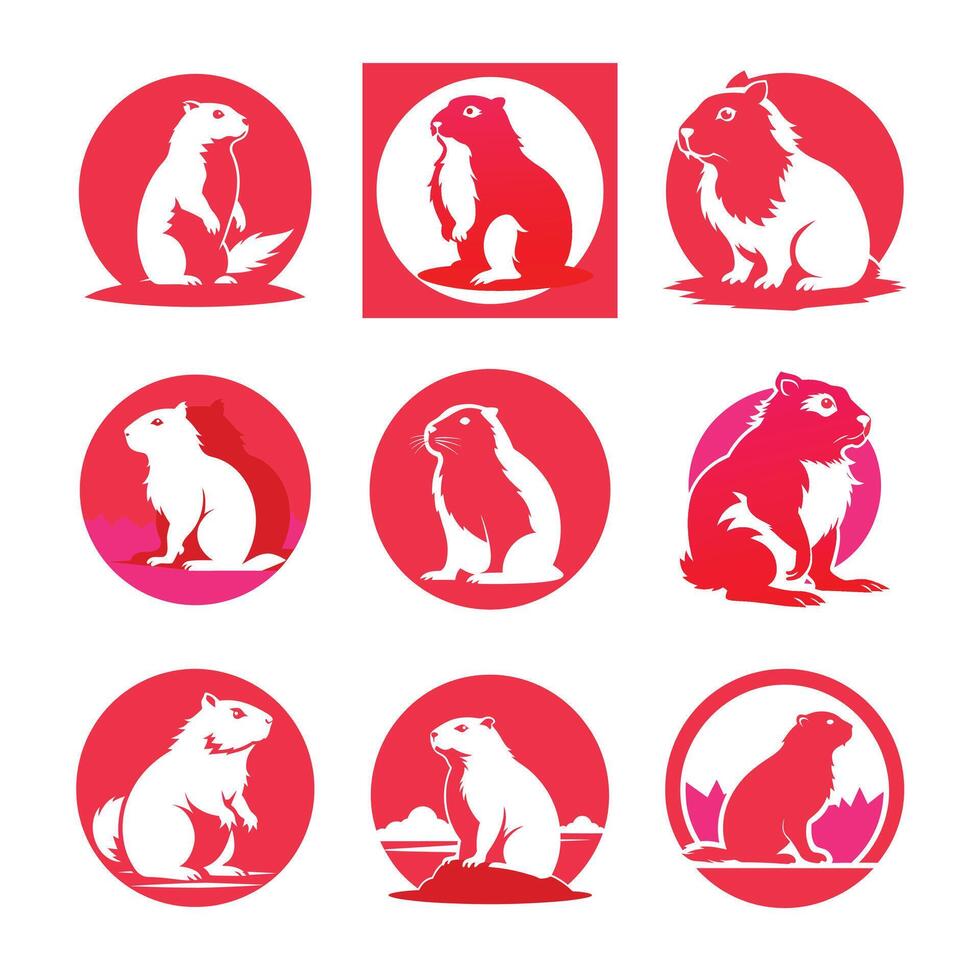 Set of Groundhog Shadow Logo vector