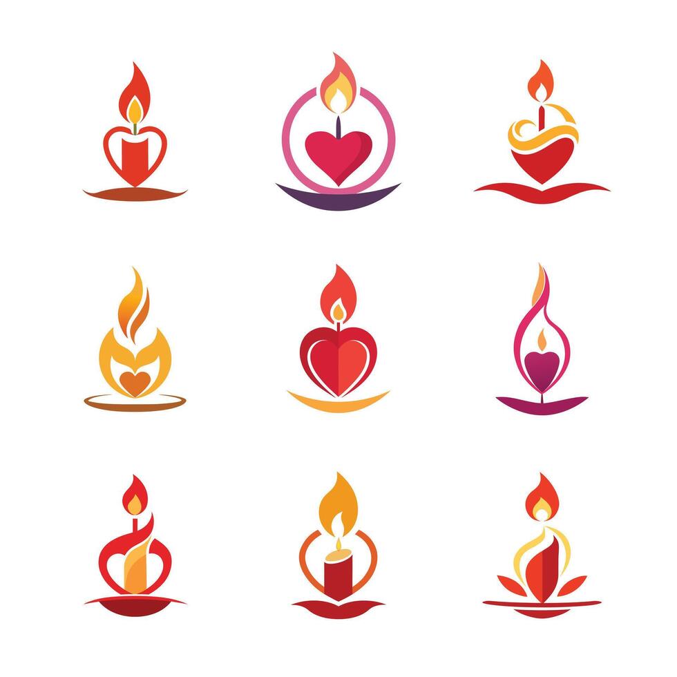 Set of Romantic Candlelight Logo vector