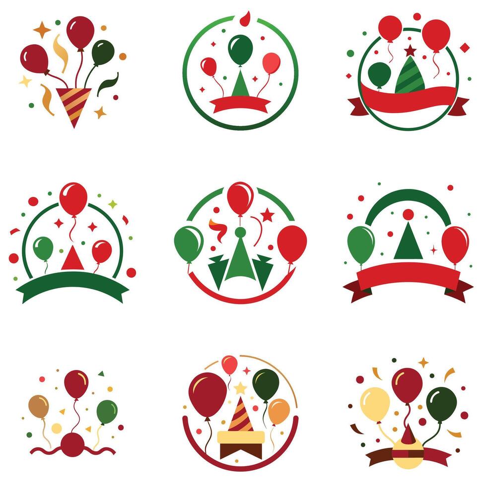 Set of New Year's Eve Party Confetti and Balloons Logo vector