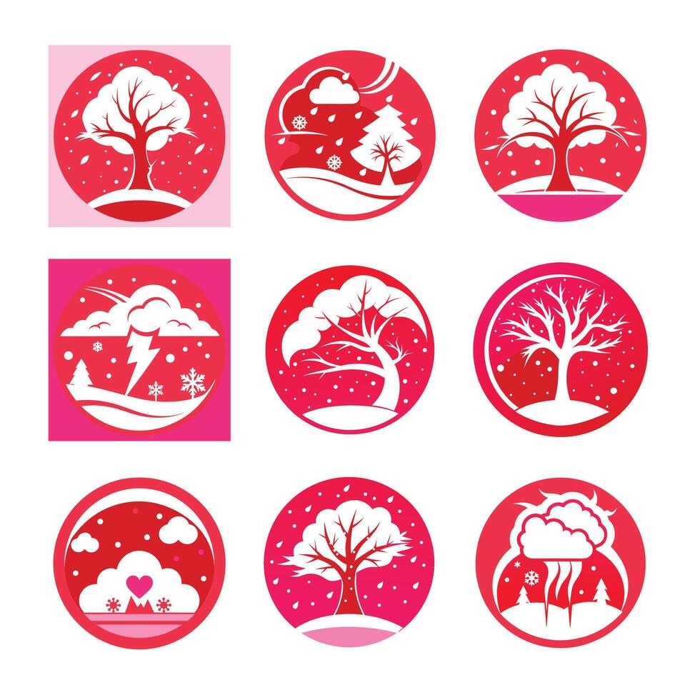 Creative Set of February Cold Snowstorm Logo vector