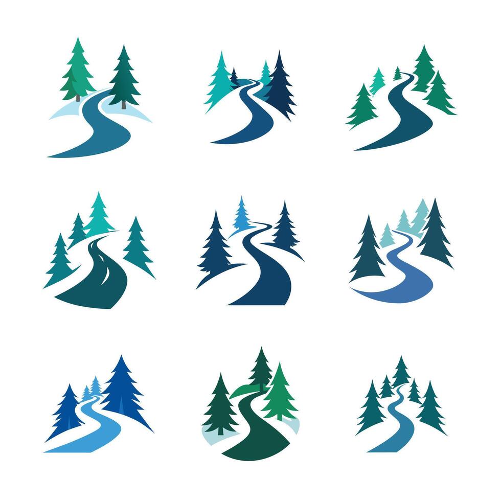 Dynamic Set of Snowy Forest Path vector
