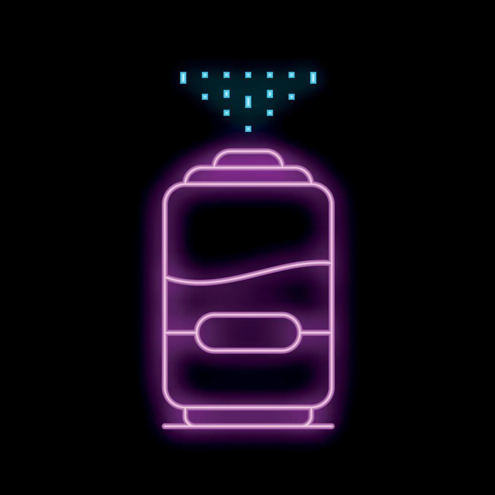 Glowing neon line air humidifier icon isolated on black background, air conditioner icon, vector illustration