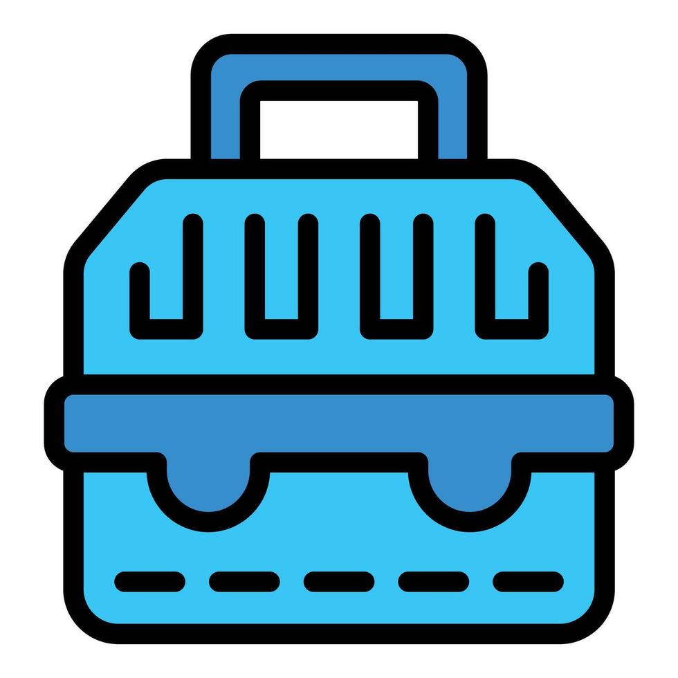Blue pet carrier for transporting animals safely vector