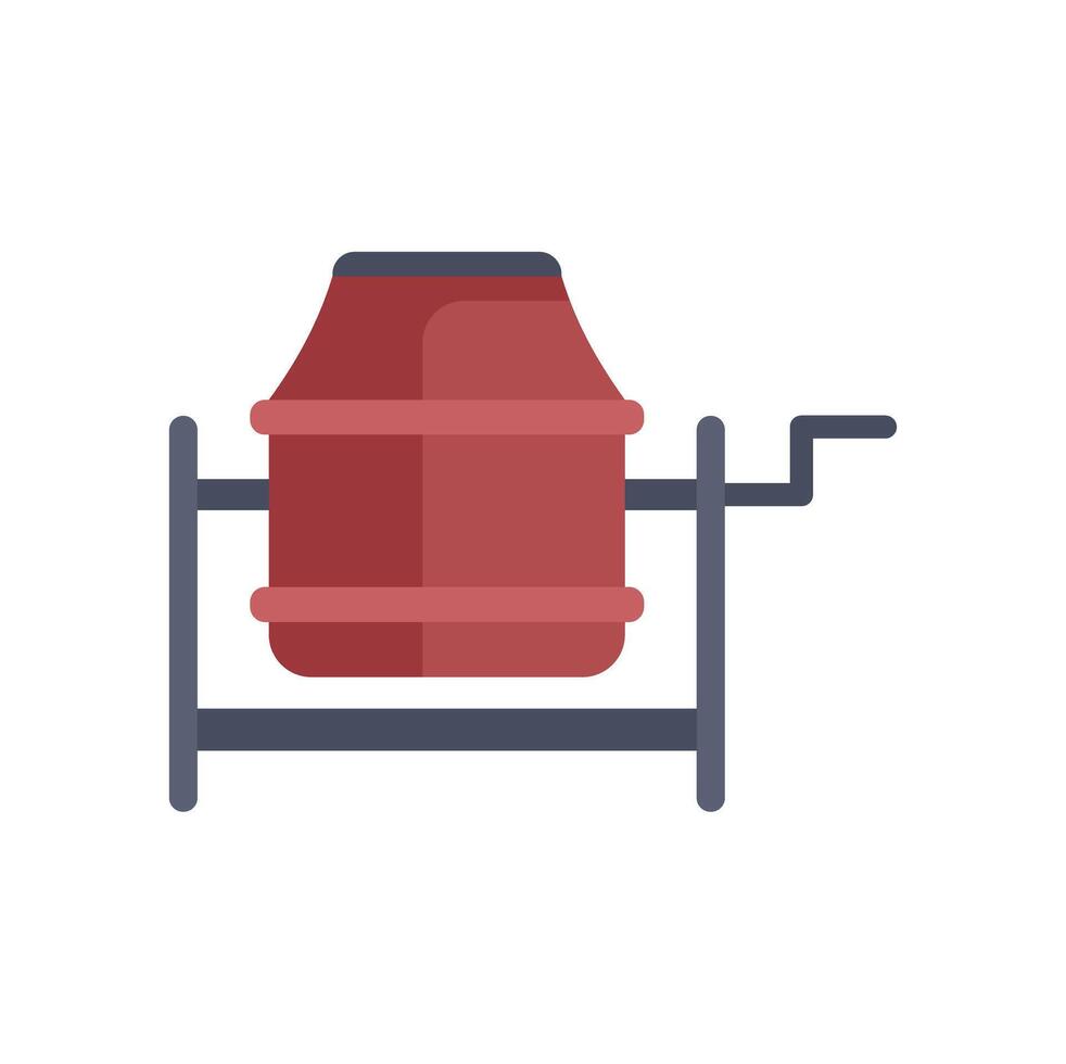 Red concrete mixer mixing cement for construction works vector