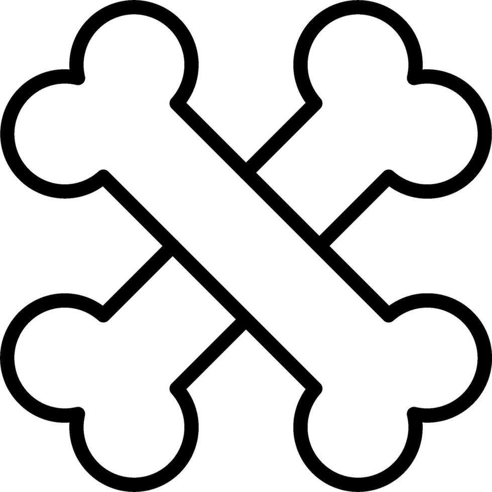 A black and white drawing of a cross bone vector