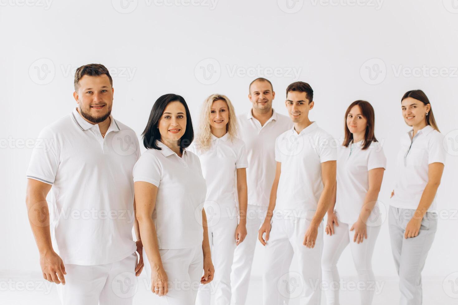Group of doctors or dentists, mockup - isolated over white photo