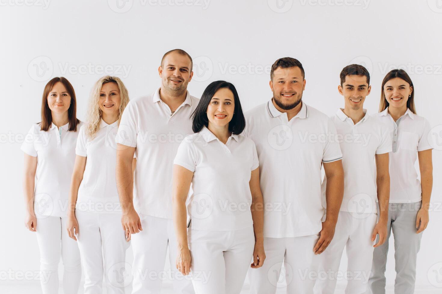 Group of doctors or dentists, mockup - isolated over white photo
