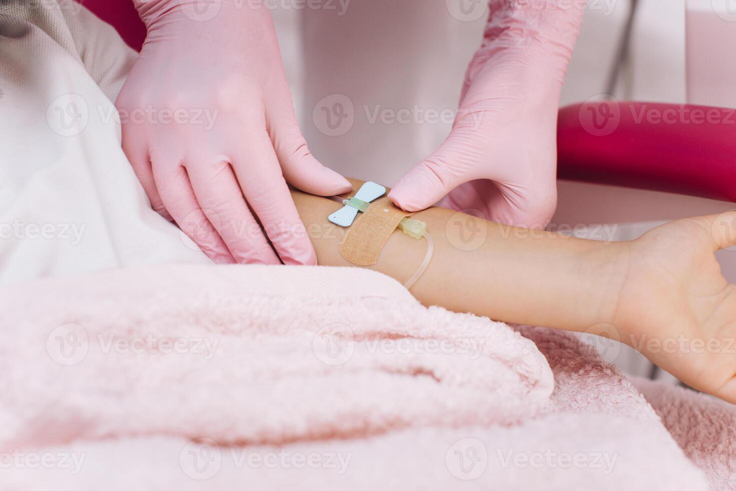 Preparing a child for surgery under general anesthesia. photo