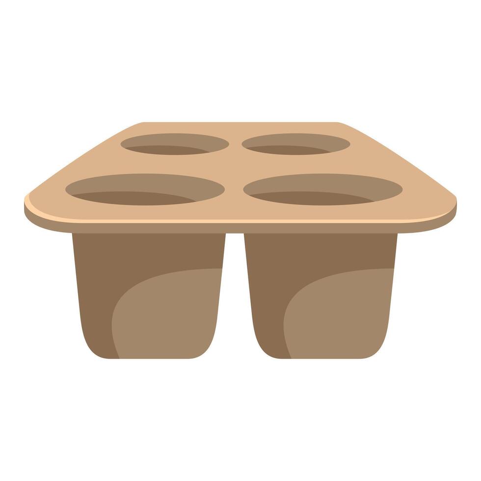 Four cardboard coffee cups holder standing on white background vector