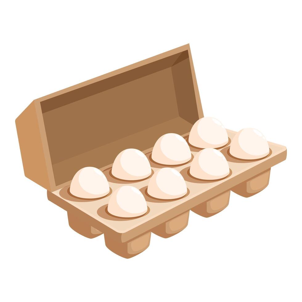 Cardboard egg box containing ten white eggs vector