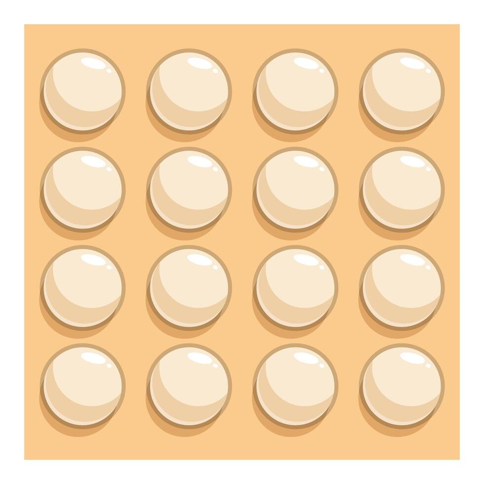 Blister pack of round pills lying on orange background vector