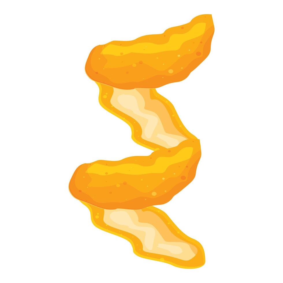 Orange peel hanging in mid air creating abstract shape vector