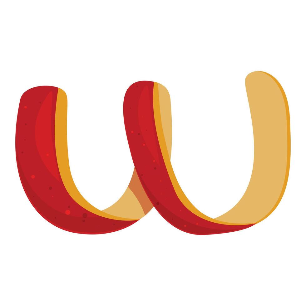 Apple peel forming letter w on white background vector
