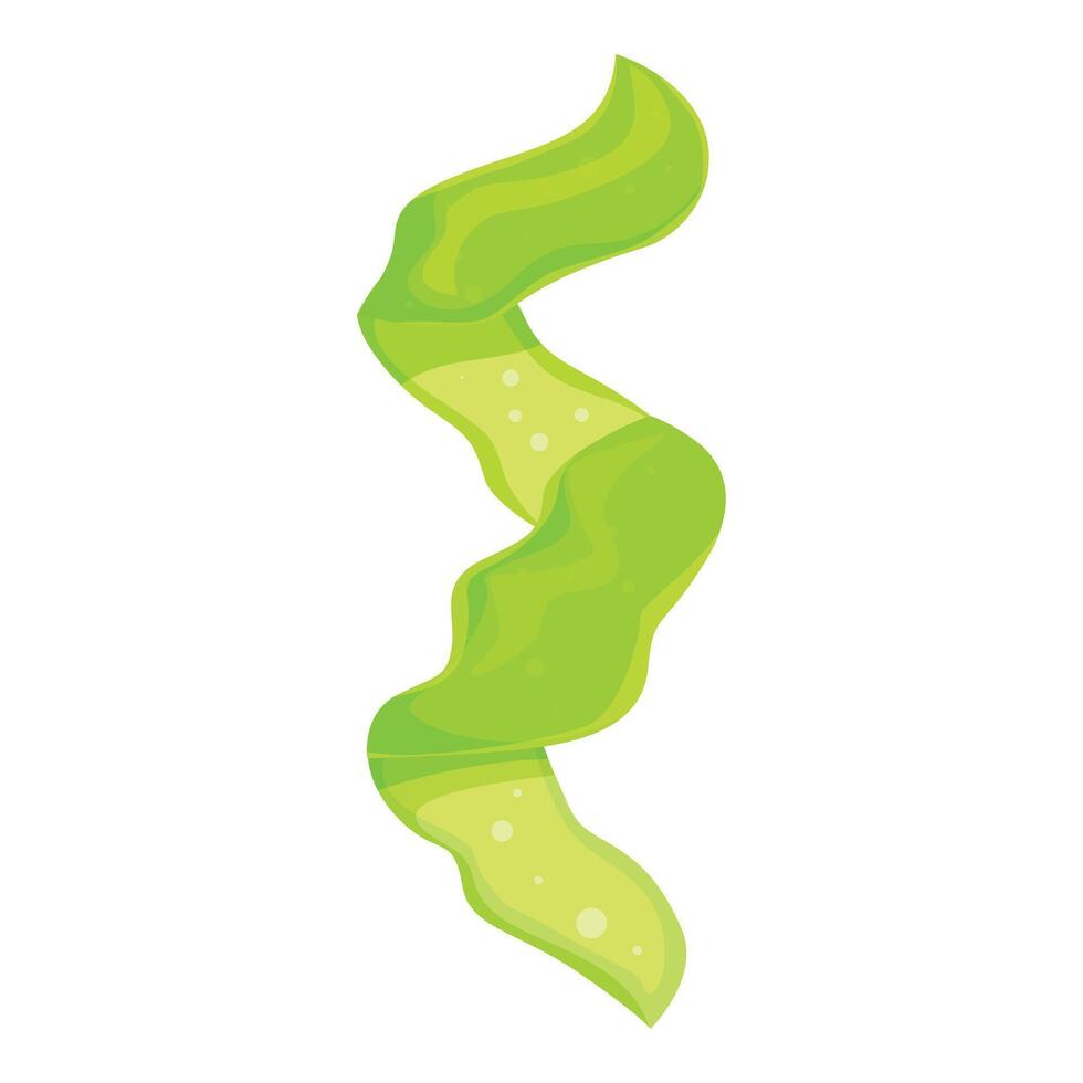 Green algae ribbon waving and floating underwater vector