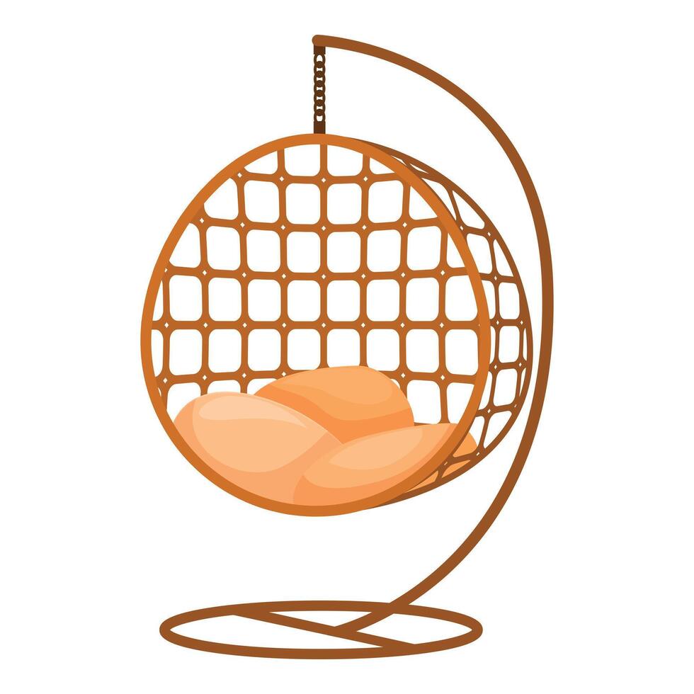 Rattan hanging chair swinging on white background vector