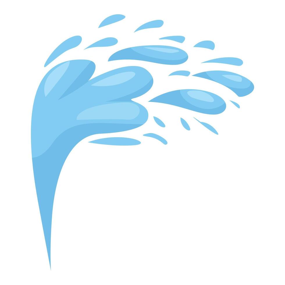 Blue water splashing with drops flowing in cartoon style vector