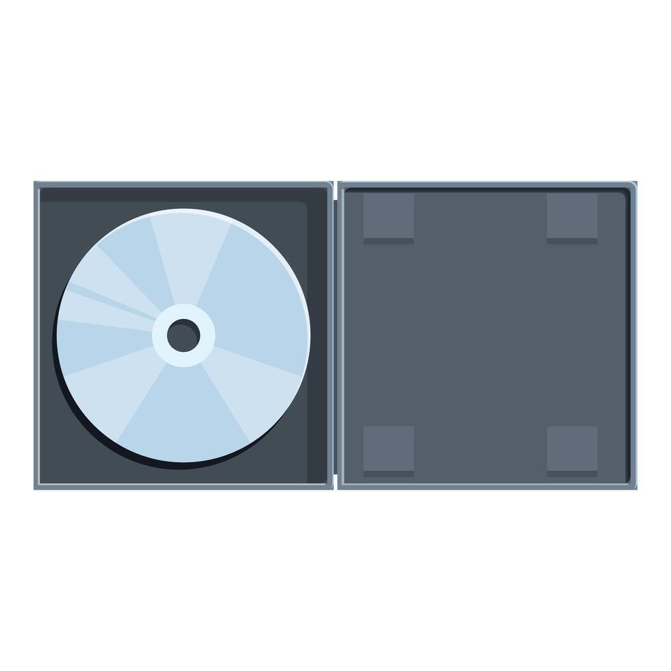Open dvd case holding a disc vector