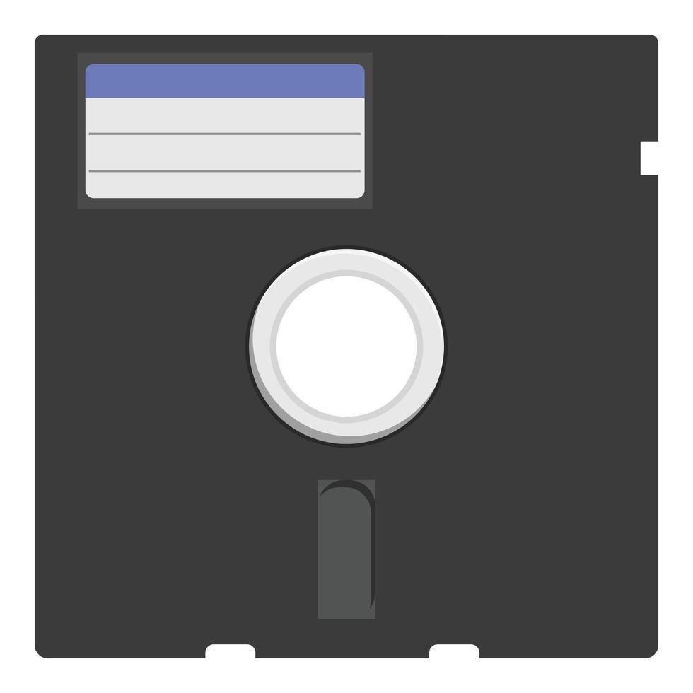 Black floppy disk representing saving data concept vector