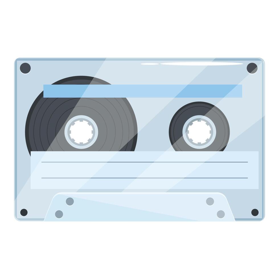 Transparent audio cassette tape playing music vector