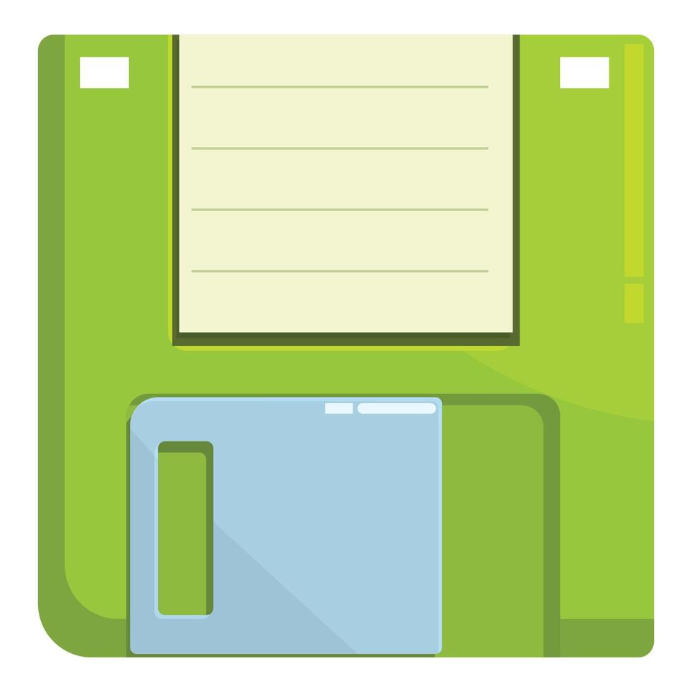 Green floppy disk representing saving data concept vector