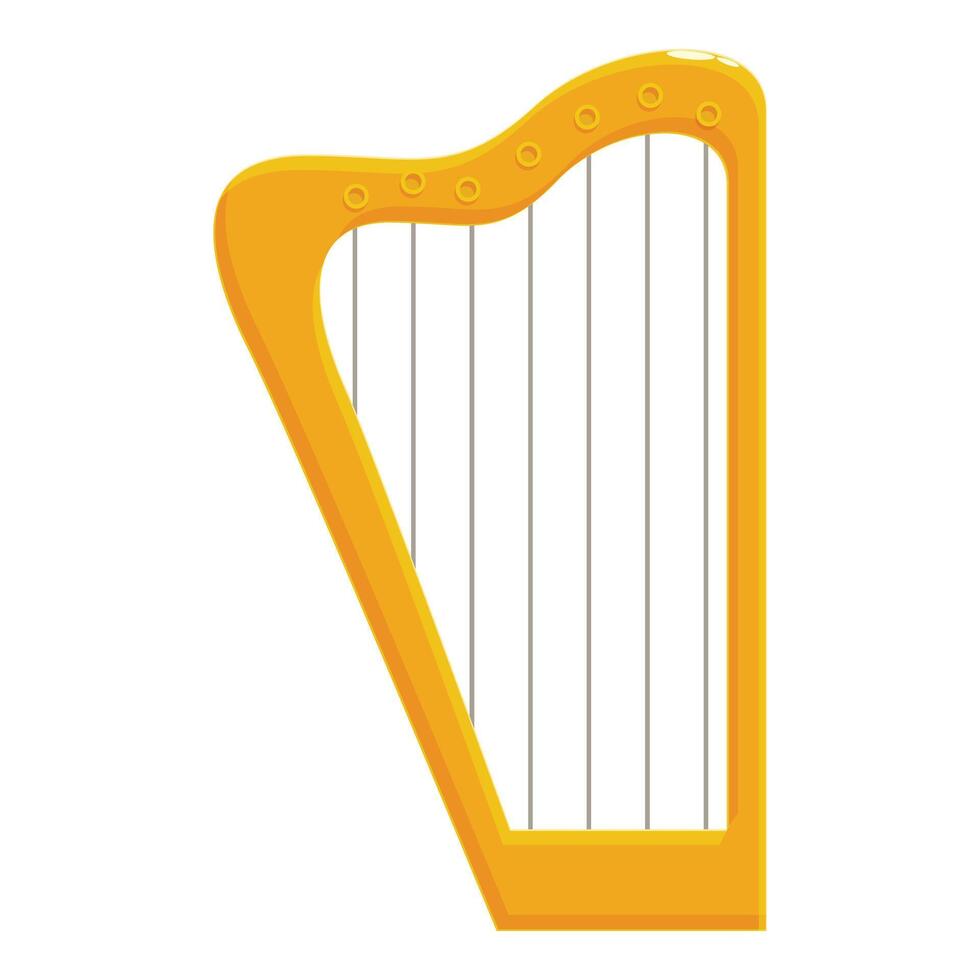 Golden harp standing on white background vector