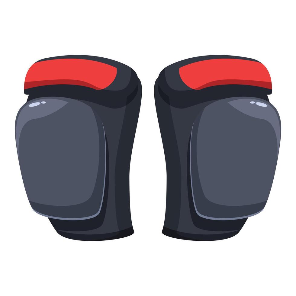 Pair of black and red knee pads protecting knees during sports activities vector