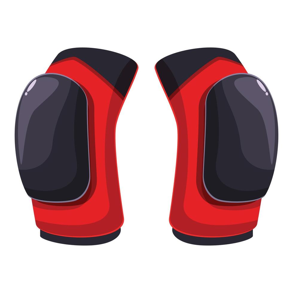 Pair of red knee pads protecting during extreme sports vector