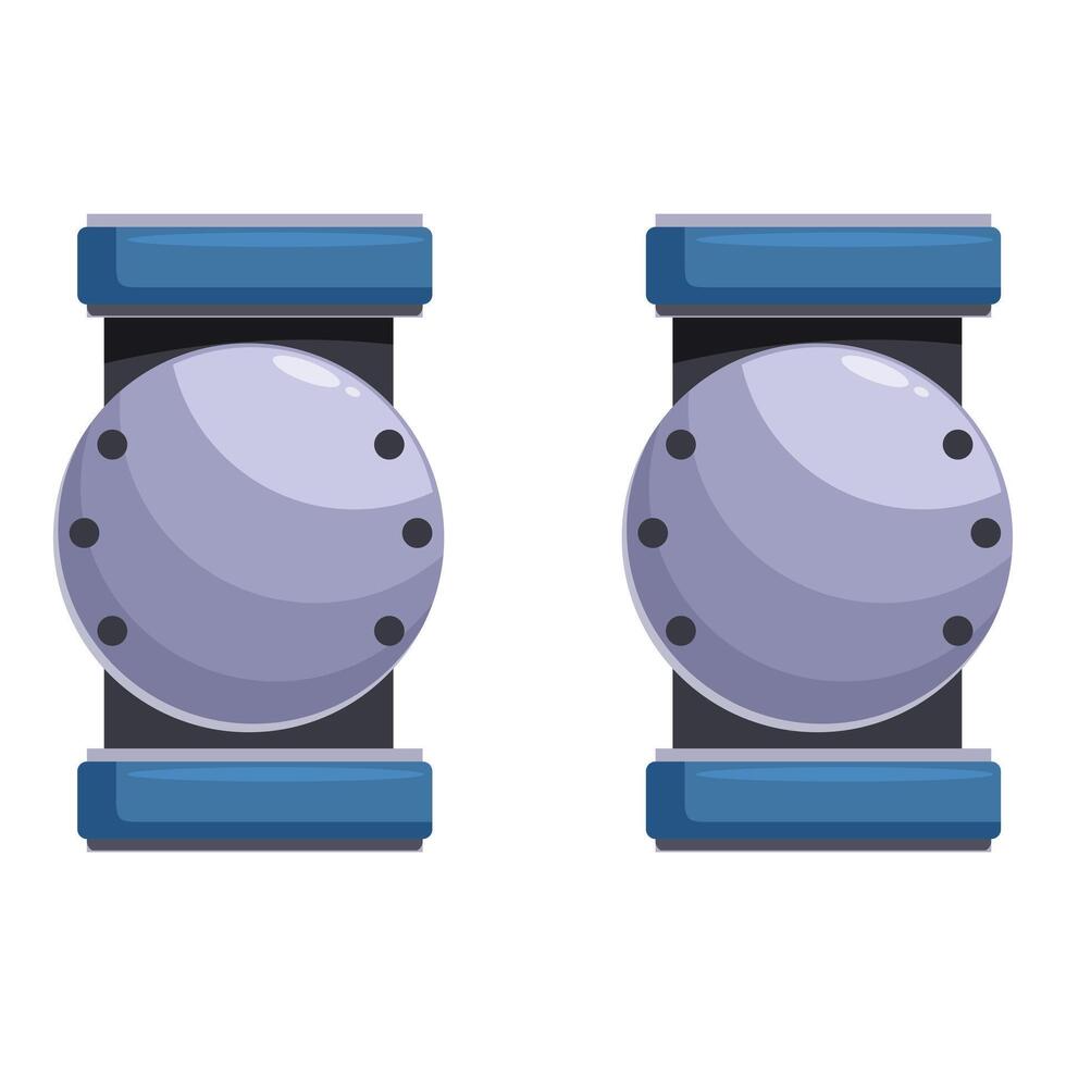 Protecting knees with a pair of futuristic metal kneepads vector