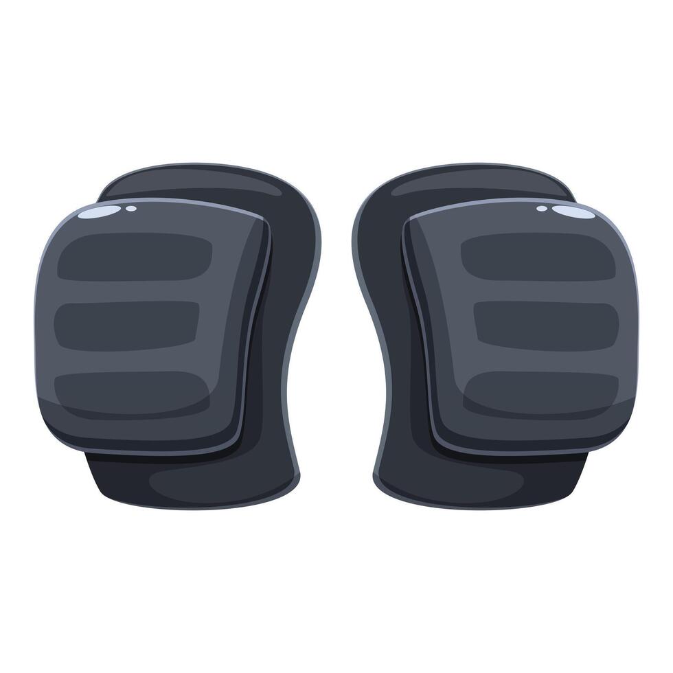 Pair of black knee pads protecting from injury during sports vector