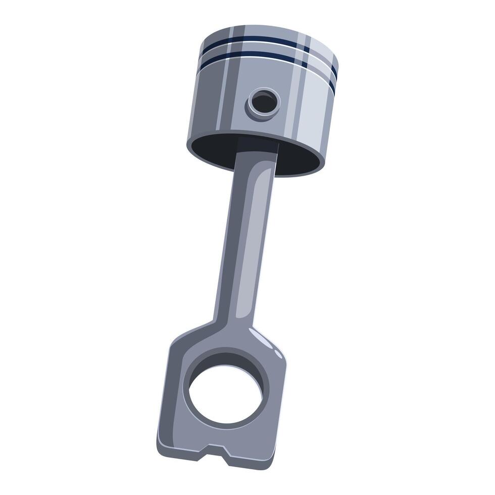 Silver piston connecting rod hanging on white background vector